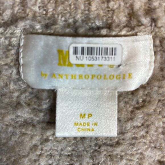 Maeve Anthropologie Merino Wool Blend Sweater Size M Beige V-Neck Minimalist - Picture 4 of 6